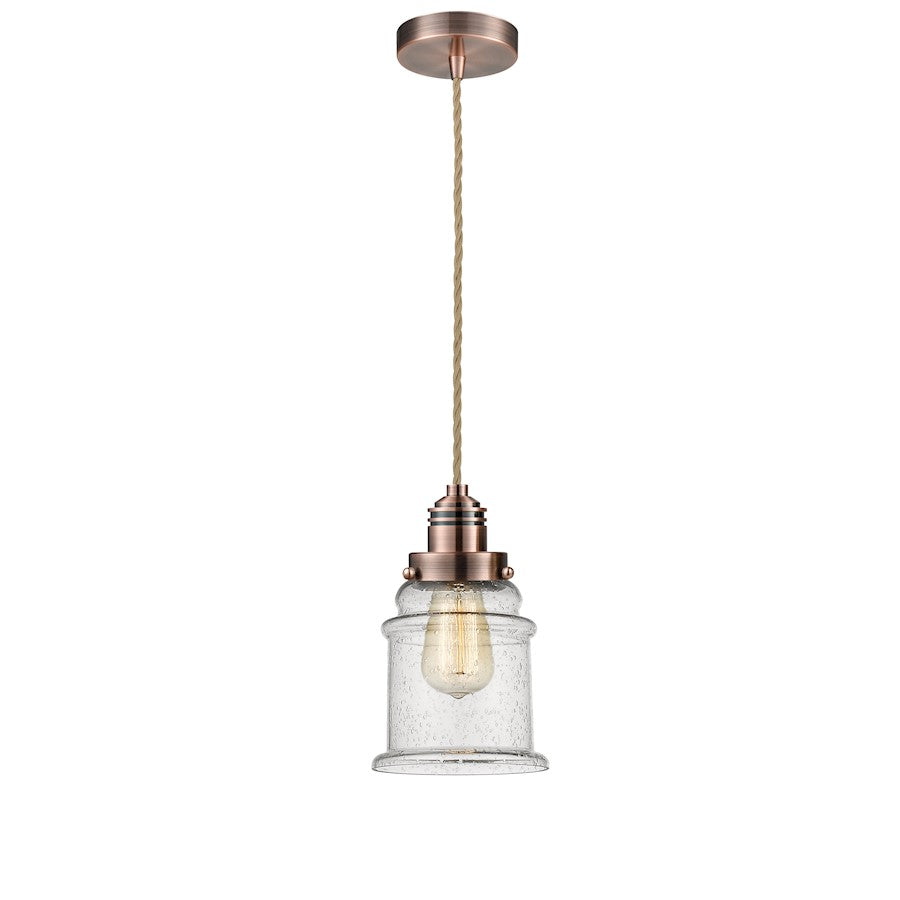 Innovations Winchester Canton 11in Mini Pendant | Antique Copper and Seedy Glass | Kitchen Island & Dining Room | Model 100AC-10RE-2H-AC-G184