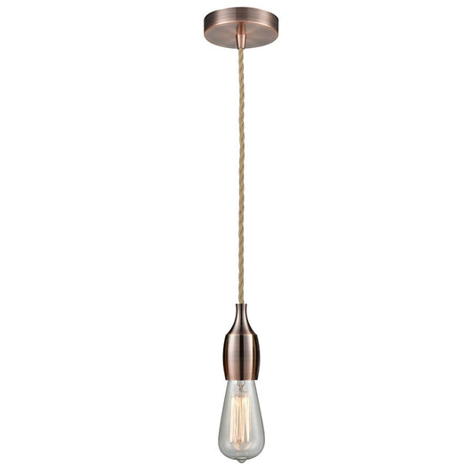 Innovations Chelsea Bare Bulb Mini Pendant, AC/Amber/Rope