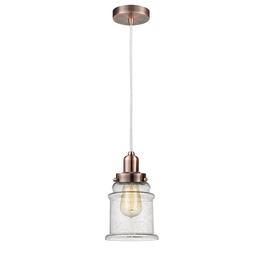 Innovations Whitney Canton Mini Pendant | Industrial Antique Copper and Seedy Glass | Kitchen Island & Dining Room | Model 100AC-10W-0H-AC-G184