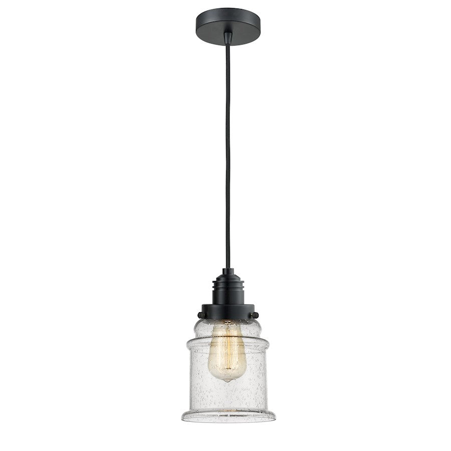 Innovations Canton 2-Light Mini Pendant | Industrial Matte Black and Seedy Glass | Kitchen Island & Dining Room | Model 100BK-10BK-2H-BK-G184