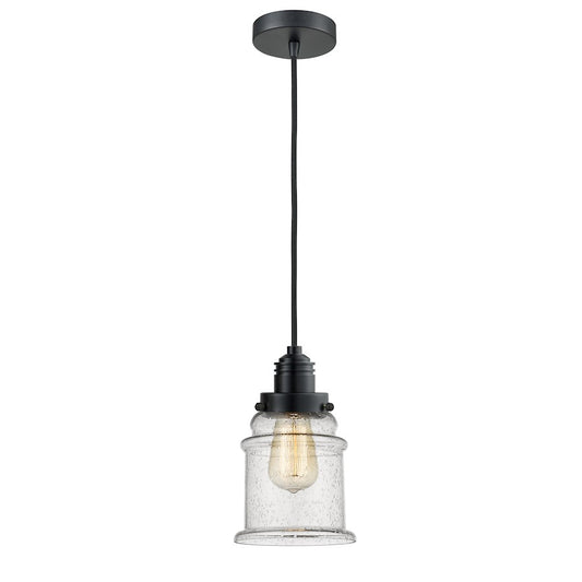 Innovations Canton 2-Light Mini Pendant | Industrial Matte Black and Seedy Glass | Kitchen Island & Dining Room | Model 100BK-10BK-2H-BK-G184