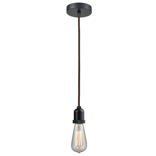 Innovations Whitney Bare Bulb Mini Pendant, Black/Brown Cord