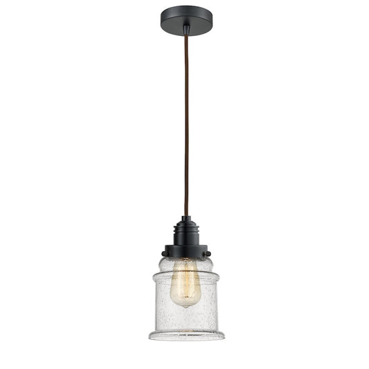 Innovations Canton 2-Light Mini Pendant | Industrial Matte Black and Seedy Glass | Kitchen Island & Dining Room | Model 100BK-10BR-2H-BK-G184