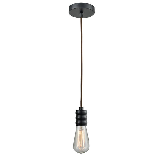 Innovations Gatsby Bare Bulb Mini Pendant, Black/Brown Cord