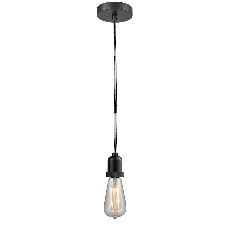 Innovations Whitney Bare Bulb Mini Pendant, Black/Zebra Cord