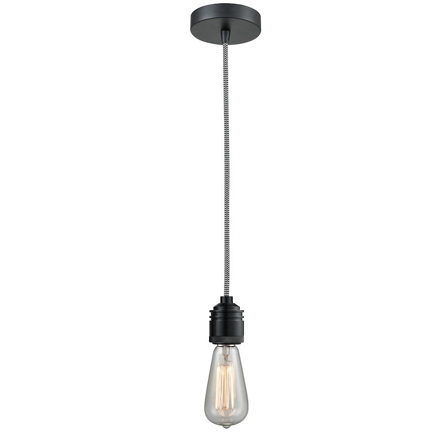 Innovations Winchester Bare Bulb Mini Pendant, Black/Zebra Cord
