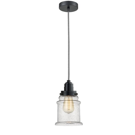 Innovations Canton 2-Light Mini Pendant | Industrial Matte Black and Seedy Glass | Kitchen Island & Dining Room | 8in | Model 100BK-10BW-2H-BK-G184