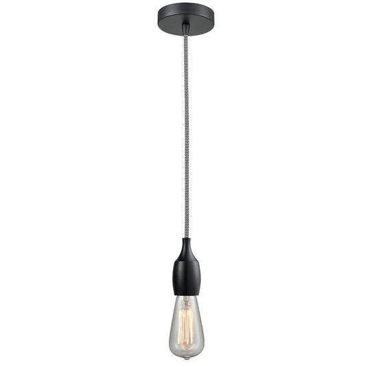 Innovations Chelsea Bare Bulb Mini Pendant, BK/Amber/Zebra