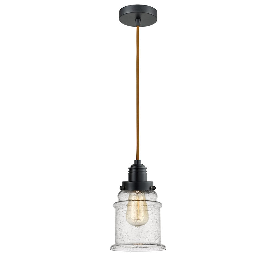 Innovations Canton 2-Light Mini Pendant | Industrial Matte Black and Seedy Glass | Kitchen Island & Dining Room | 8in | Model 100BK-10CR-2H-BK-G184