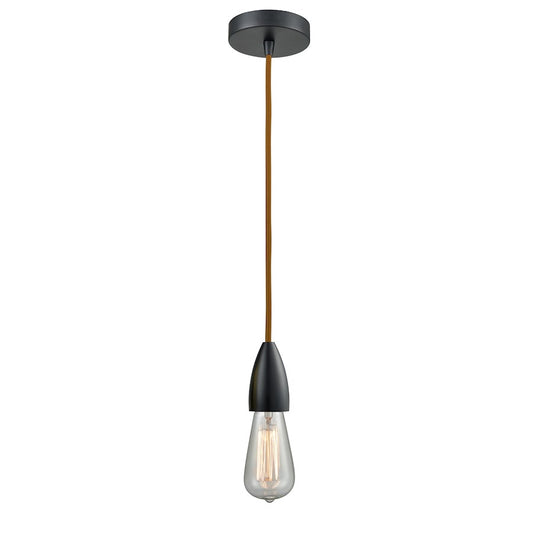 Innovations Fairchild Bare Bulb Mini Pendant, Black/Copper Cord