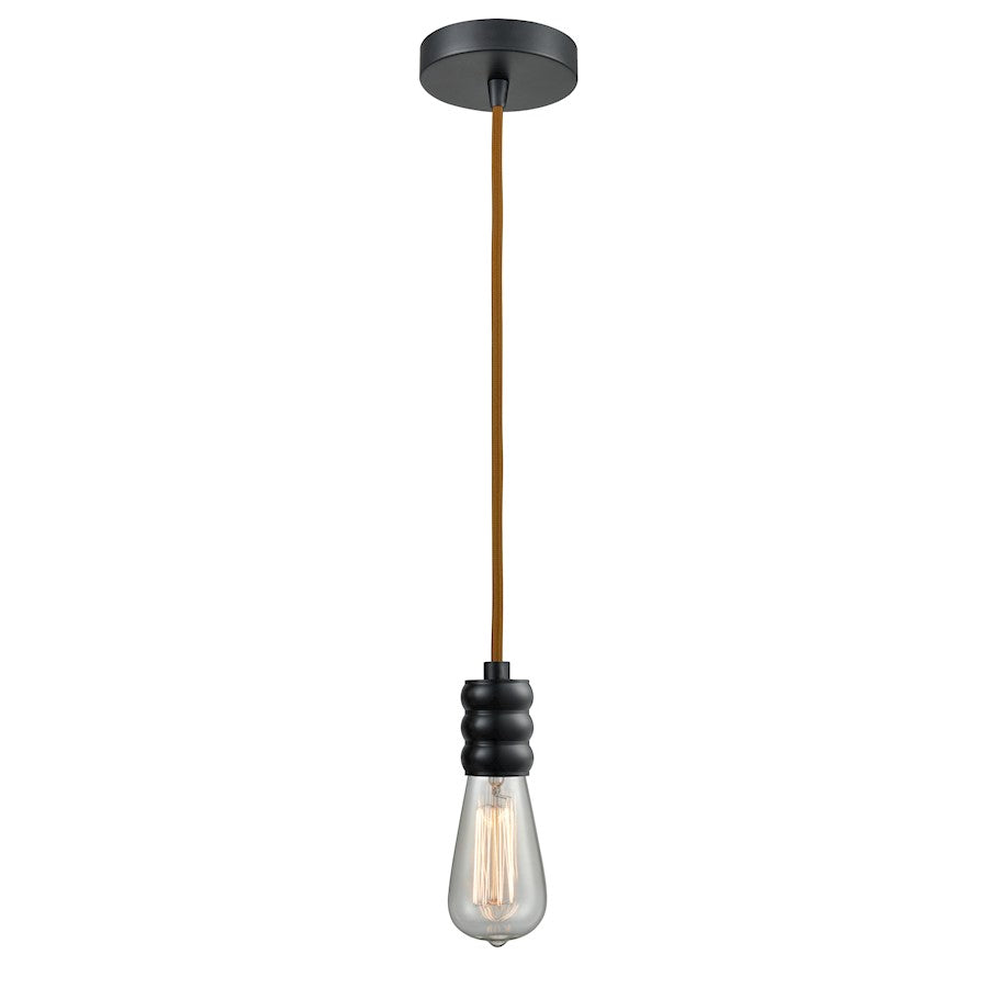 Innovations Gatsby Bare Bulb Mini Pendant, Black/Copper Cord