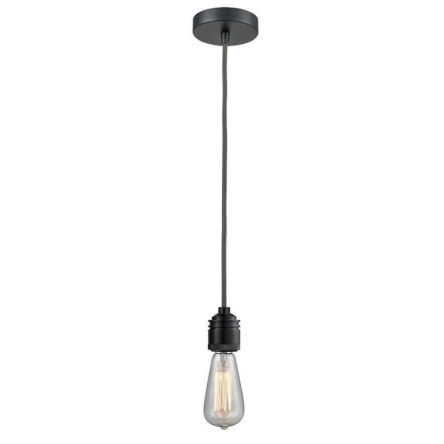 Innovations Winchester Bare Bulb Mini Pendant, Black/Gray Cord