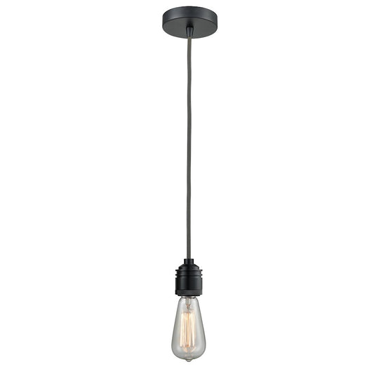 Innovations Winchester Bare Bulb Mini Pendant, Black/Gray Cord