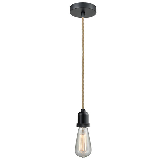 Innovations Whitney Bare Bulb Mini Pendant, Black/Rope Cord