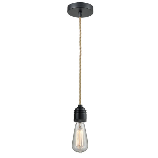 Innovations Winchester Bare Bulb Mini Pendant, Black/Rope Cord