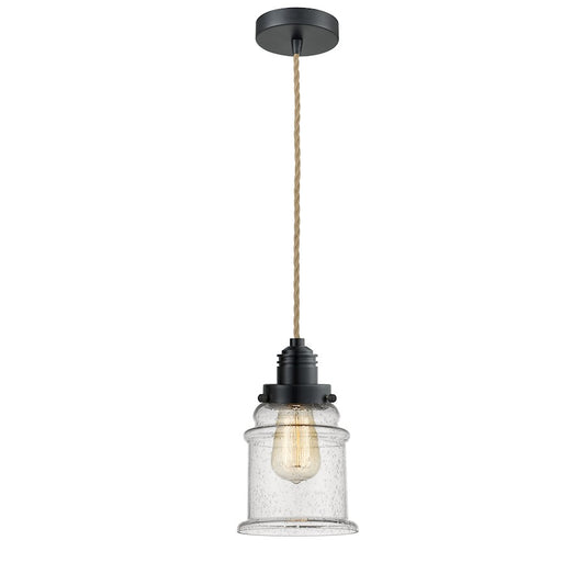 Innovations Canton 2-Light Mini Pendant | Industrial Matte Black and Amber Glass | Kitchen Island & Dining Room | 8in | Model 100BK-10RE-2H-BK-G184