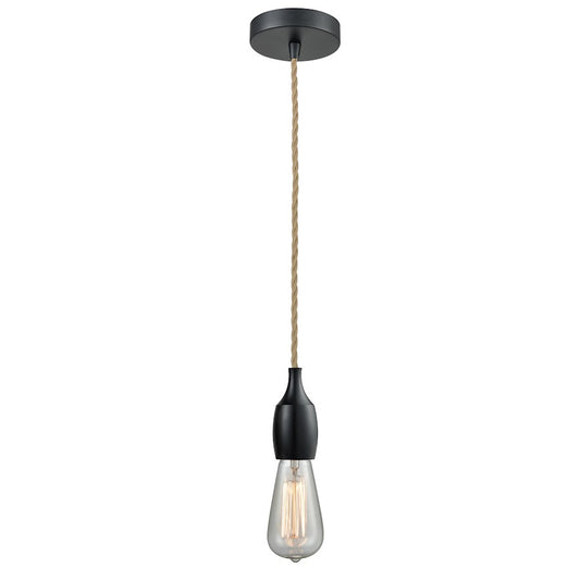 Innovations Chelsea Bare Bulb Mini Pendant, BK/Amber/Rope