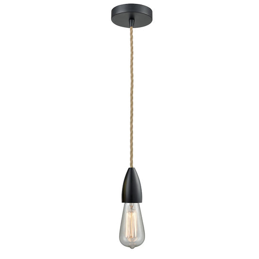 Innovations Fairchild Bare Bulb Mini Pendant, Black/Rope Cord