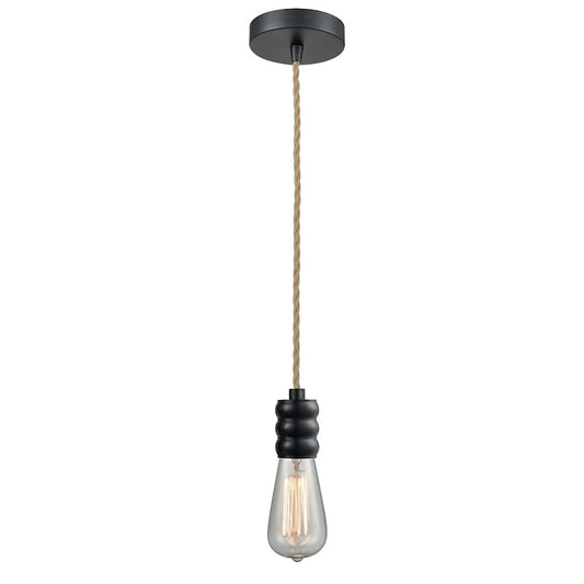 Innovations Gatsby Bare Bulb Mini Pendant, Black/Rope Cord