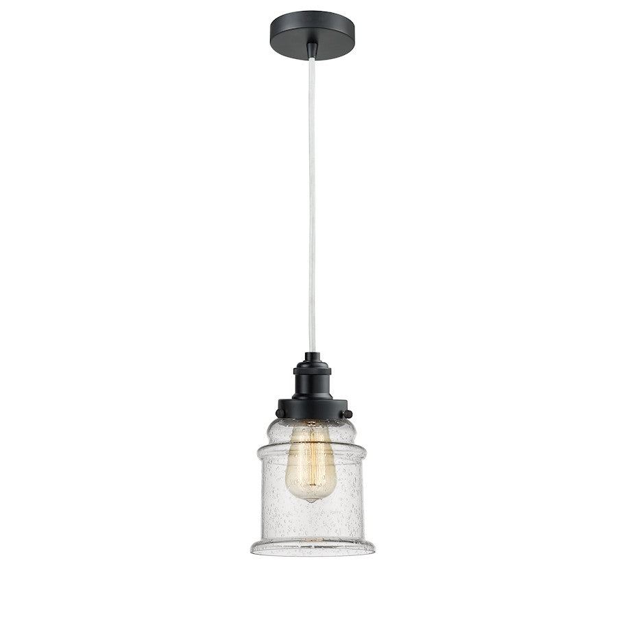 Innovations Edison Canton 1-Light Mini Pendant | Industrial Matte Black and Seedy Glass | Kitchen Island & Dining Room | Model 100BK-10W-1H-BK-G184