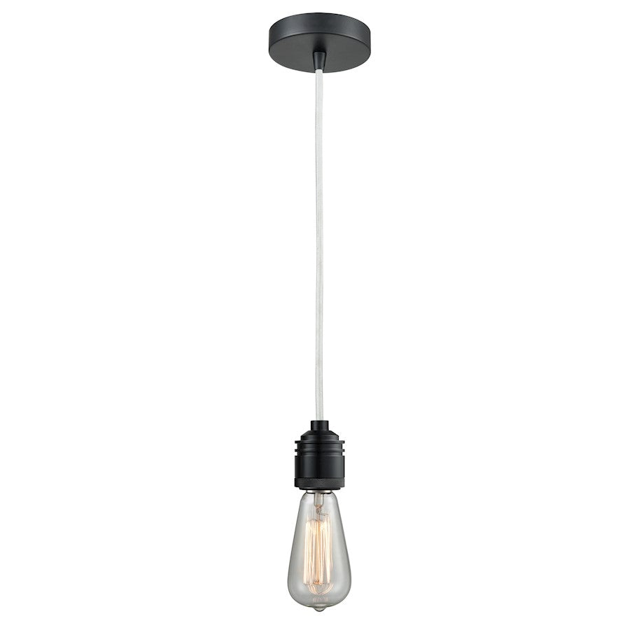 Innovations Winchester Bare Bulb Mini Pendant, Black/White Cord