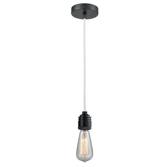 Innovations Winchester Bare Bulb Mini Pendant, Black/White Cord