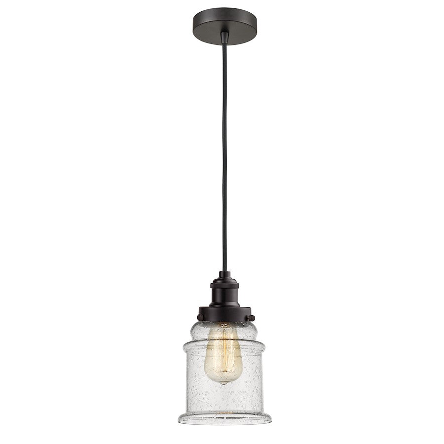 Innovations Canton 8in 1-Light Mini Pendant | Industrial Oil Rubbed Bronze and Seedy Glass | Kitchen Island & Dining | Model 100OB-10BK-1H-OB-G184
