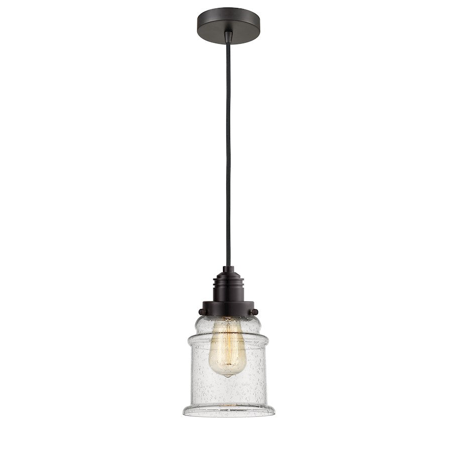 Innovations Canton 2-Light Mini Pendant | Industrial Oil Rubbed Bronze and Seedy Glass | Kitchen Island & Dining Room | Model 100OB-10BK-2H-OB-G184