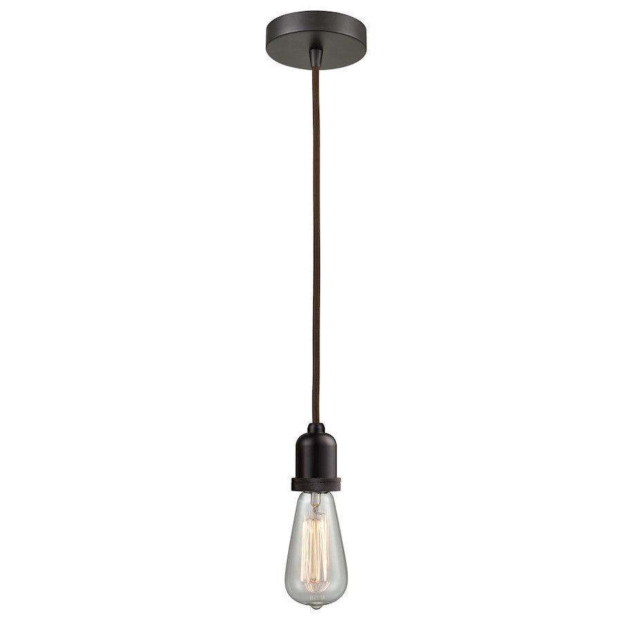 Innovations Whitney Bare Bulb Mini Pendant, OBZ/Brown Cord