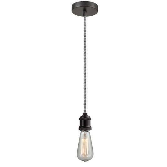 Innovations Edison Bare Bulb Mini Pendant, OBZ/Amber/Zebra Cord