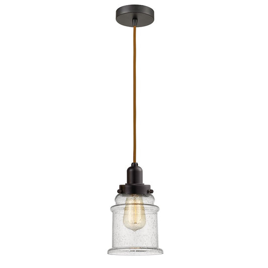 Innovations Whitney Canton 8in 1-Light Mini Pendant | Industrial Oil Rubbed Bronze and Seedy Glass | Kitchen Island | Model 100OB-10CR-0H-OB-G184
