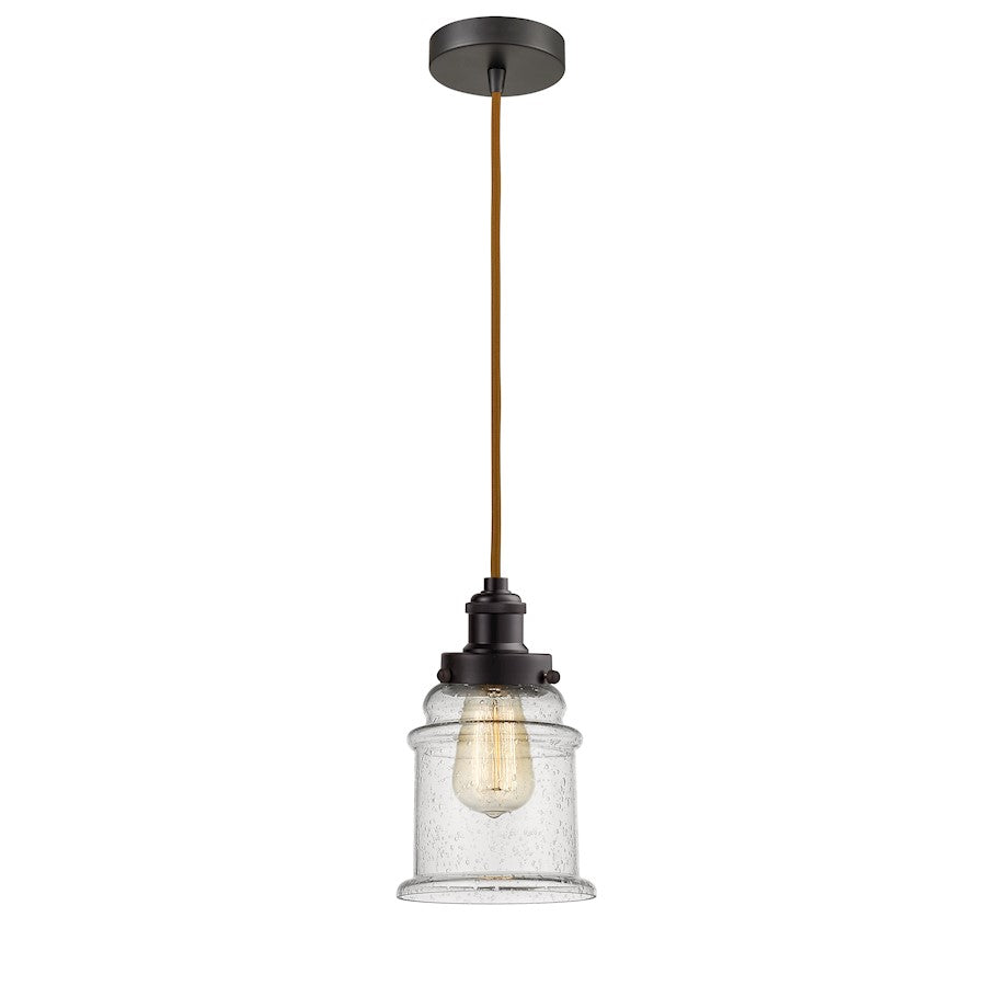 Innovations Edison Canton 8in 1-Light Mini Pendant | Industrial Oil Rubbed Bronze and Seedy Glass | Kitchen Island | Model 100OB-10CR-1H-OB-G184