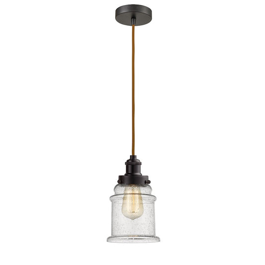 Innovations Edison Canton 8in 1-Light Mini Pendant | Industrial Oil Rubbed Bronze and Seedy Glass | Kitchen Island | Model 100OB-10CR-1H-OB-G184