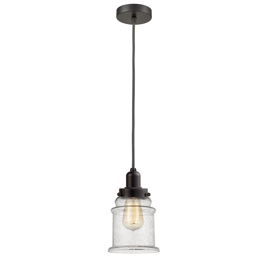 Innovations Whitney Canton 8in 1-Light Mini Pendant | Industrial Oil Rubbed Bronze and Seedy Glass | Kitchen Island | Model 100OB-10GY-0H-OB-G184