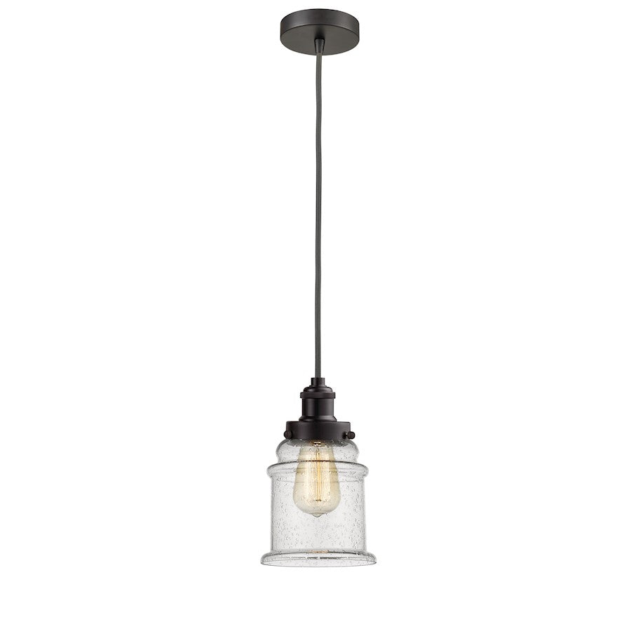Innovations Edison Canton 8in 1-Light Mini Pendant | Industrial Oil Rubbed Bronze and Seedy Glass | Kitchen Island | Model 100OB-10GY-1H-OB-G184