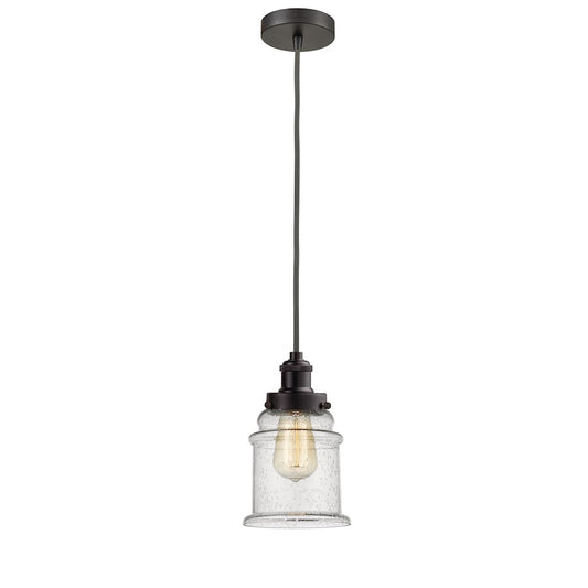 Innovations Edison Canton 8in 1-Light Mini Pendant | Industrial Oil Rubbed Bronze and Seedy Glass | Kitchen Island | Model 100OB-10GY-1H-OB-G184
