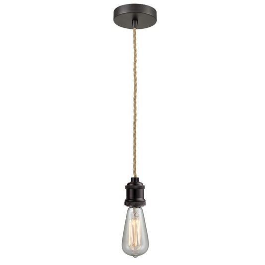 Innovations Edison Bare Bulb Mini Pendant, OBZ/Amber/Rope Cord