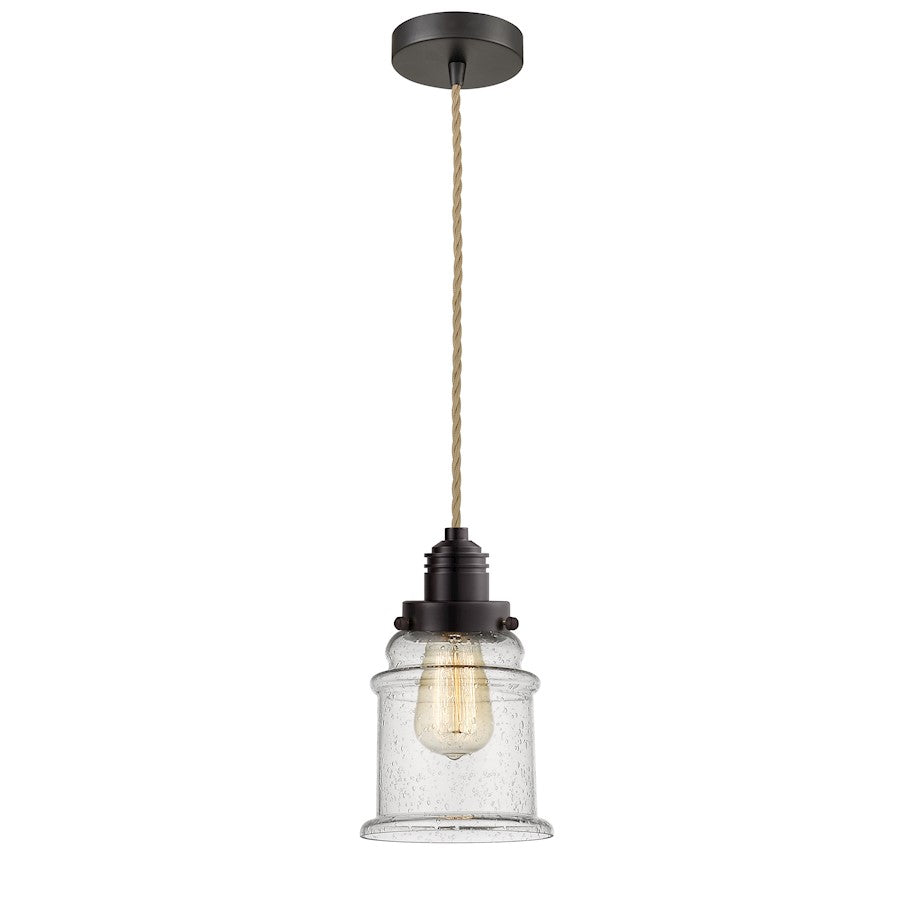 Innovations Canton 8in 2-Light Mini Pendant | Industrial Oil Rubbed Bronze and Seeded Glass | Kitchen Island & Bar | Model 100OB-10RE-2H-OB-G184