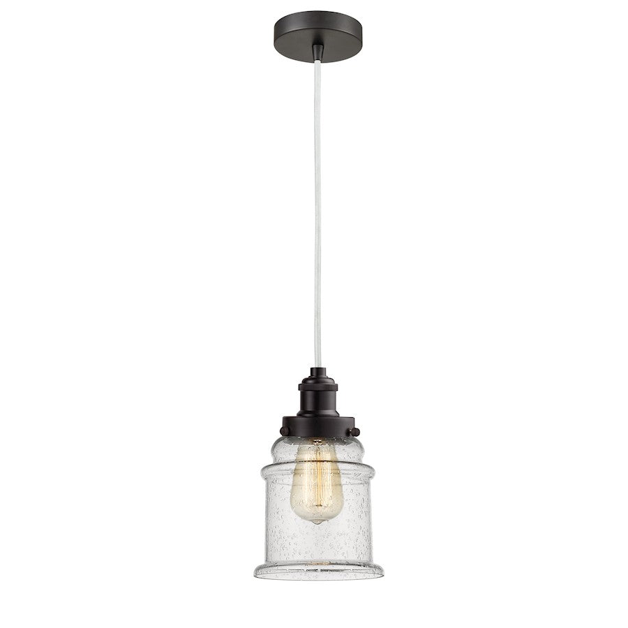 Innovations Edison Canton 11in 1-Light Mini Pendant | Industrial Oil Rubbed Bronze and Seedy Glass | Kitchen Island | Model 100OB-10W-1H-OB-G184