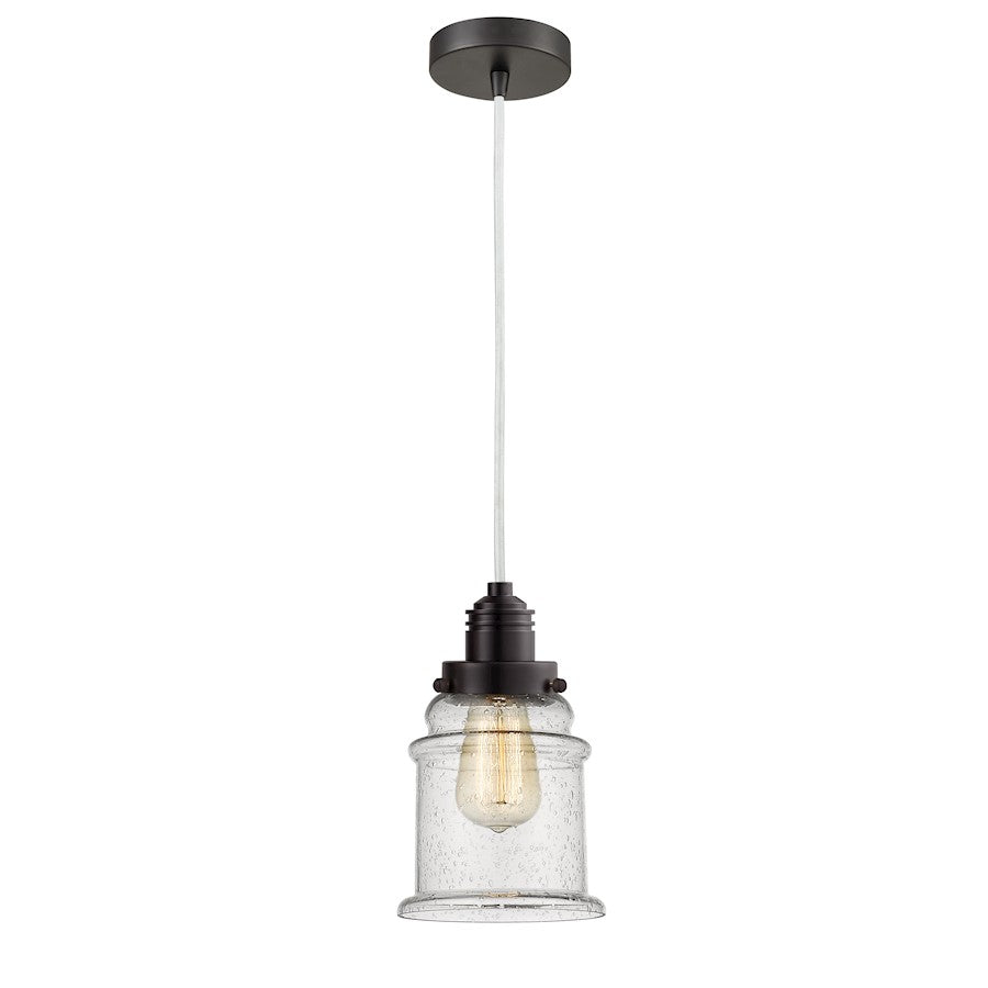 Innovations Winchester Canton 11in Mini Pendant | Industrial Oil Rubbed Bronze and Seedy Glass | Kitchen Island & Dining | Model 100OB-10W-2H-OB-G184