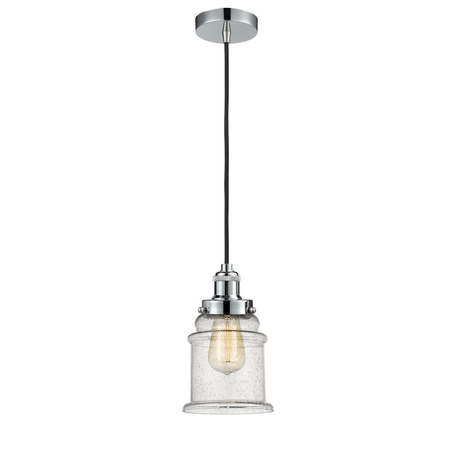 Innovations Edison Canton 1-Light Mini Pendant | Industrial Polished Chrome and Seeded Glass | Kitchen Island & Dining | Model 100PC-10BK-1H-PC-G184