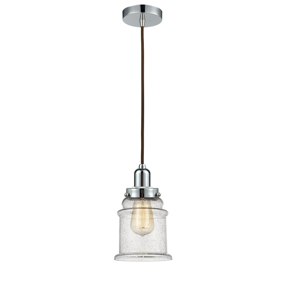 Innovations Canton 8in 1-Light Mini Pendant | Industrial Restoration-Vintage Polished Chrome and Seedy Glass Bell Shade | Model 100PC-10BR-0H-PC-G184