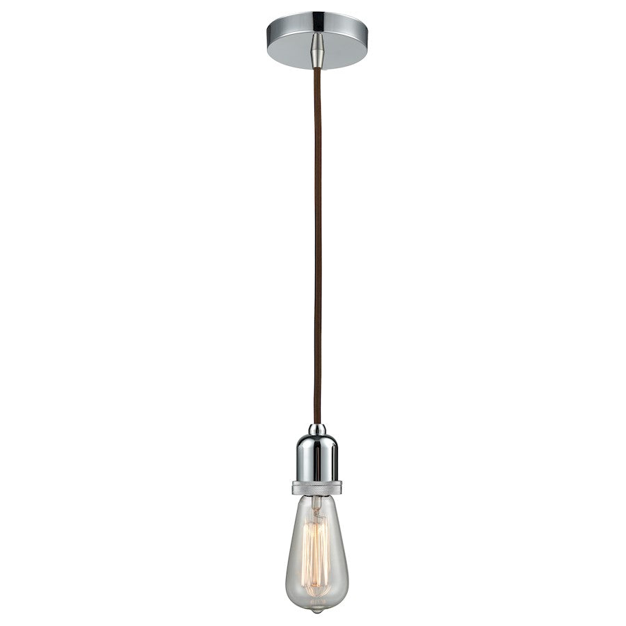 Innovations Whitney Bare Bulb Mini Pendant, P Chrome/Brown Cord