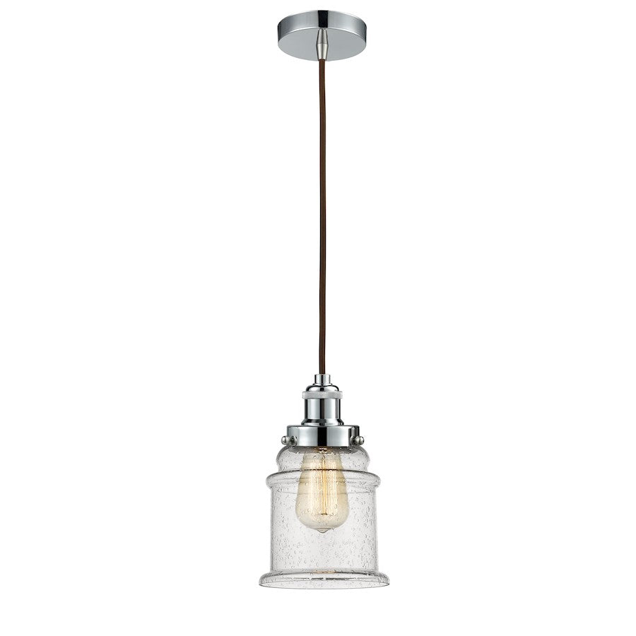 Innovations Canton 8in Mini Pendant | Industrial Polished Chrome and Seeded Glass | Kitchen Island & Dining Room | Model 100PC-10BR-1H-PC-G184