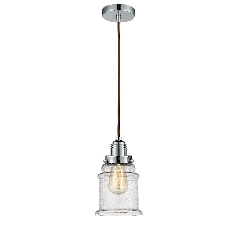 Innovations W Canton 11in 1-Light Mini Pendant | Industrial Polished Chrome and Seedy Glass | Kitchen Island & Dining | Model 100PC-10BR-2H-PC-G184