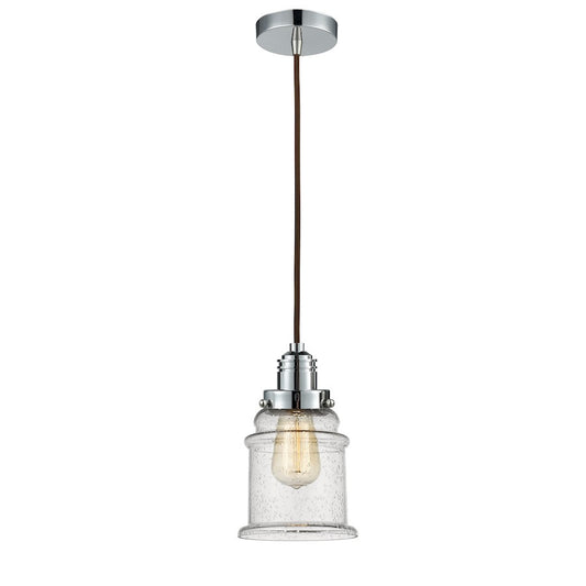 Innovations W Canton 11in 1-Light Mini Pendant | Industrial Polished Chrome and Seedy Glass | Kitchen Island & Dining | Model 100PC-10BR-2H-PC-G184