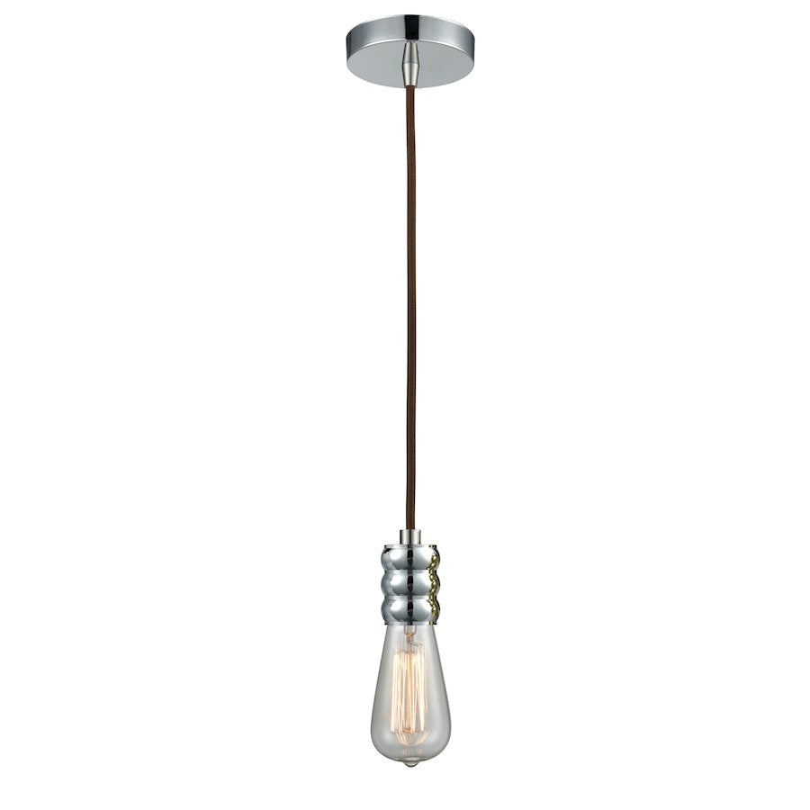 Innovations Gatsby Bare Bulb Mini Pendant, P Chrome/Brown Cord
