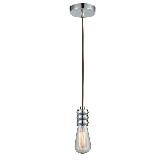 Innovations Gatsby Bare Bulb Mini Pendant, P Chrome/Brown Cord