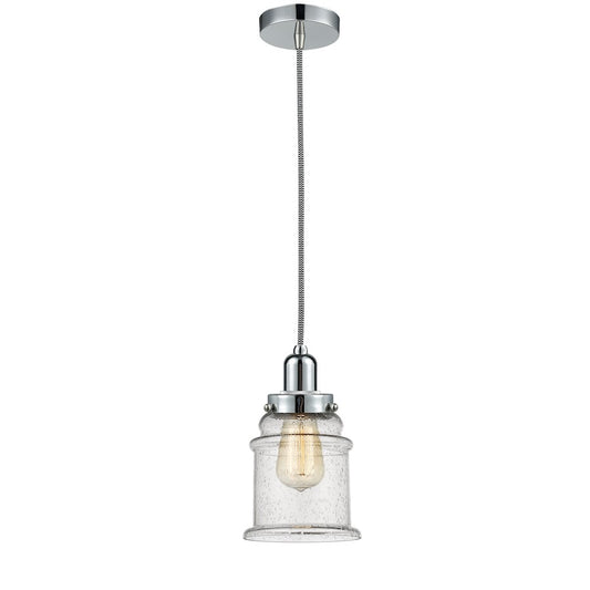 Innovations Whitney Canton 1-Light Mini Pendant | Industrial Polished Chrome and Seedy Glass | Kitchen Island & Dining | Model 100PC-10BW-0H-PC-G184