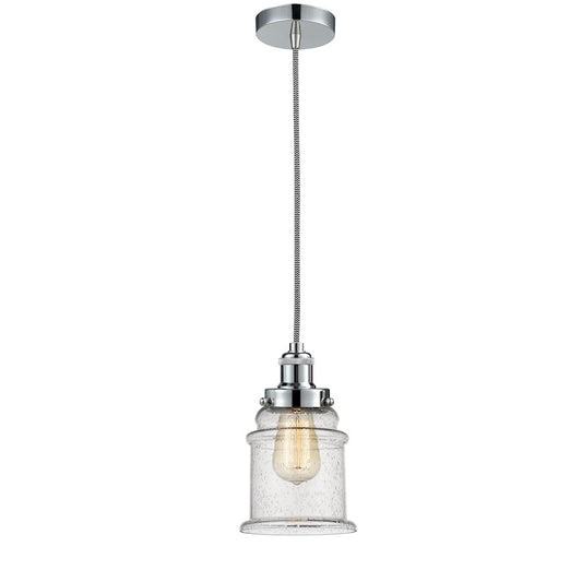 Innovations Canton 8in Mini Pendant | Industrial Polished Chrome and Seeded Glass | Kitchen Island & Dining Room | Model 100PC-10BW-1H-PC-G184